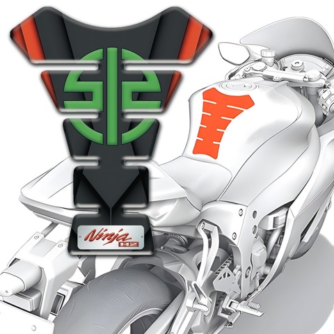 Kawasaki Tank Guard Pads dark Base with Orange Nuance Style