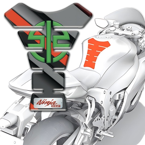 Kawasaki Tank Pad Protector Gray Orange Diagonal Decoration Style 