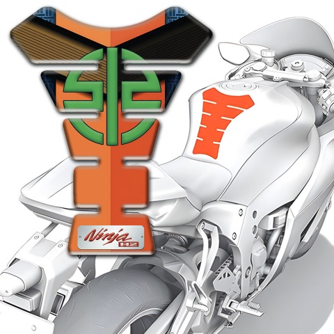 Kawasaki Tank Pad Motorbike Orange Base with Brown Black Nuance 