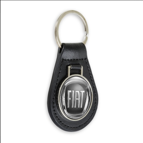 Fiat Keychain Leather Chrome Graphite Design