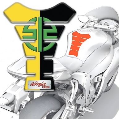 Kawasaki Tank Pad Motorbike Black Yellow Halves Style Ninja Version 