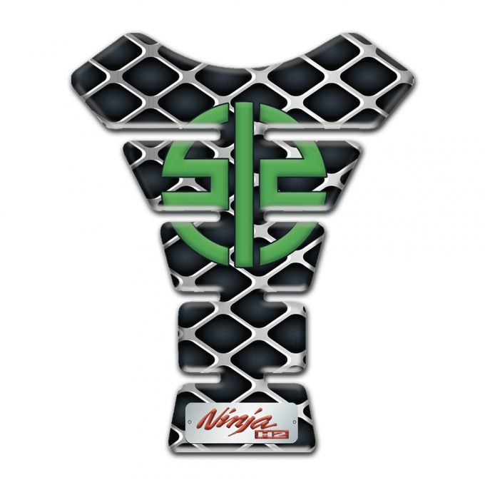Kawasaki Tank Protector Large Mesh Design Green Logo Style 