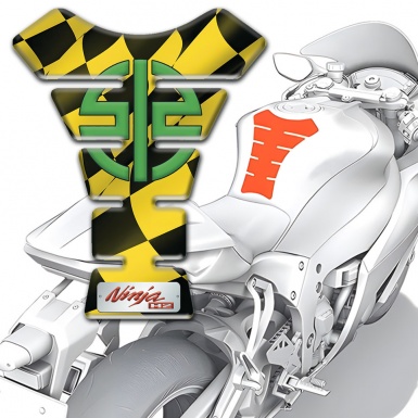 Kawasaki Tank Fuse Ninja H2 Model with Black Yellow Squares base 
