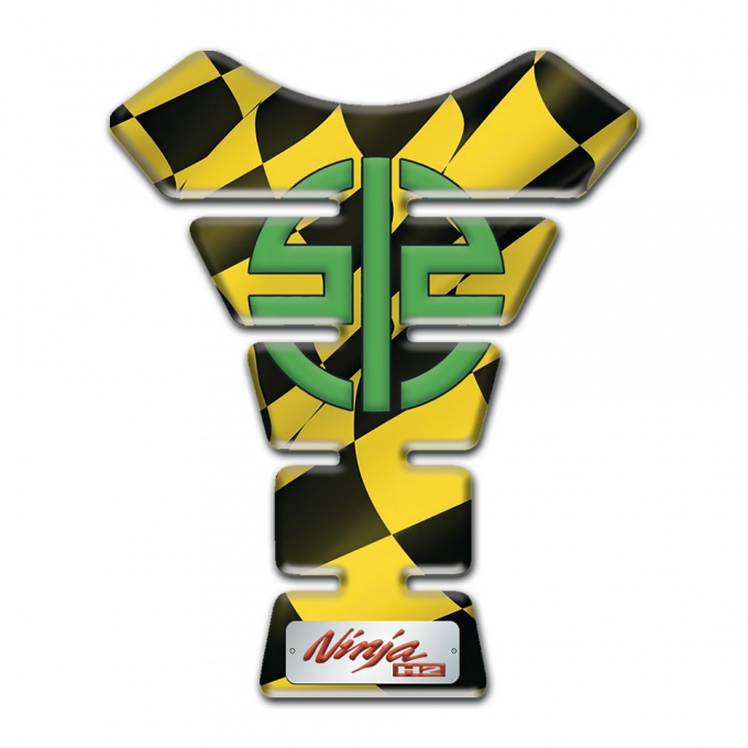 Kawasaki Tank Fuse Ninja H2 Model with Black Yellow Squares base 