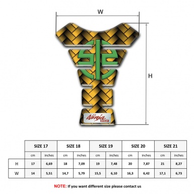 Kawasaki Tank Pad Protector Yellow Braid Effect Base green Logo 