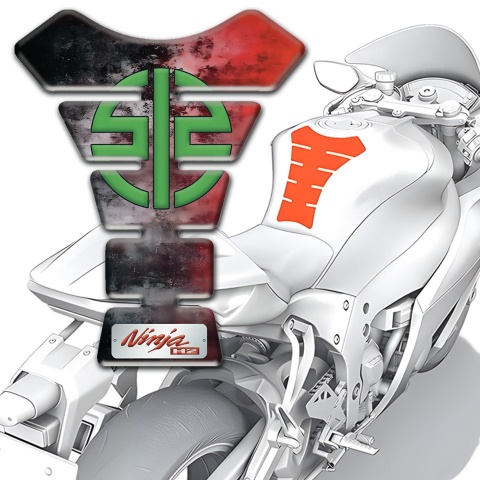 Kawasaki Tank Fuse Clouds Effect Base Green Logo 