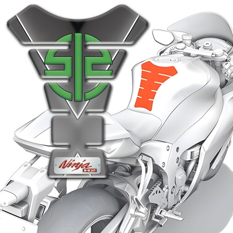 Kawasaki Tank Pad Protector Gray with White V Shape pattern 