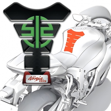 Kawasaki Tank Pad Motorbike dark Model with Green Logo 