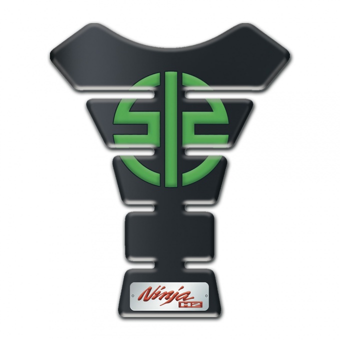 Kawasaki Tank Pad Motorbike Graphite Effect Base Green Logo 