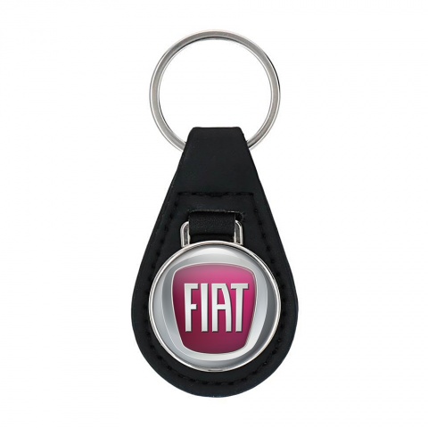Fiat Keychain Leather Silver Red Design