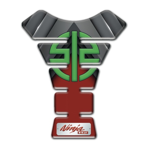 Kawasaki Tank Pad Motorbike Gray Red Style Base Green Logo 