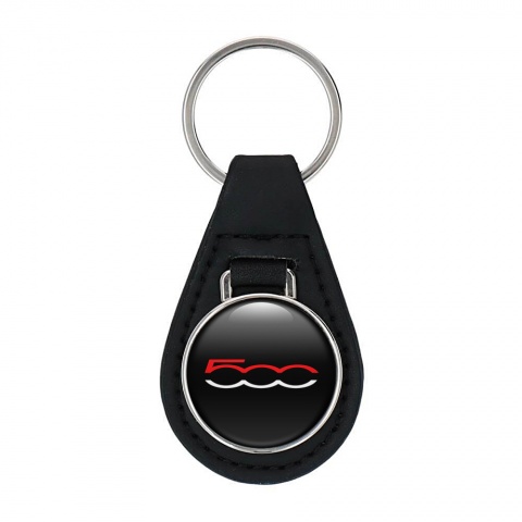 Fiat 500 Key Fob Leather Black Red White Edition