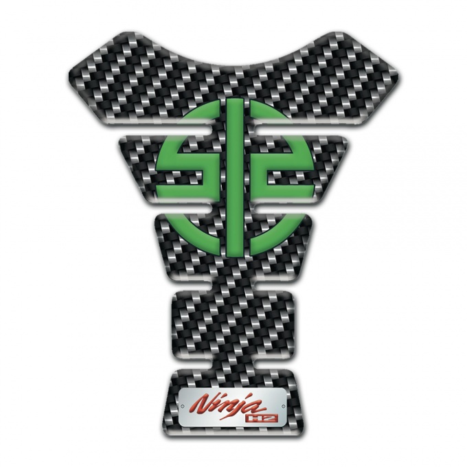 Kawasaki Tank Pad Motorbike dark carbon Base Green Symbol Logo 