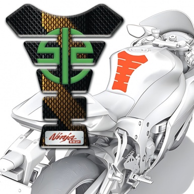 Kawasaki Tank Guard Pads Black Brown Carbon Design 