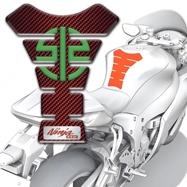 Kawasaki Tank Fuse Red carbon Design Green Symbol Logo 