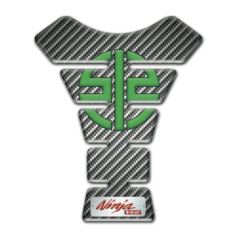 Kawasaki Tank Pad Protector Classic Carbon Design with Green Symbol Logo 