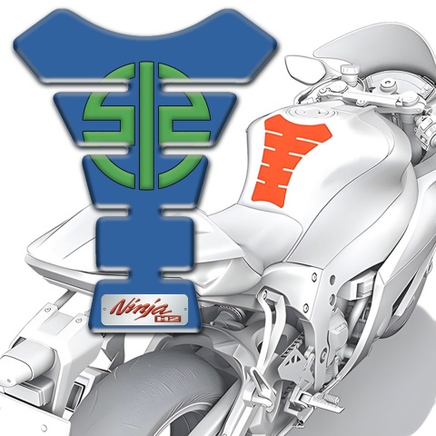 Kawasaki Tank Pad Motorbike Blue Print Green Symbol Logo 