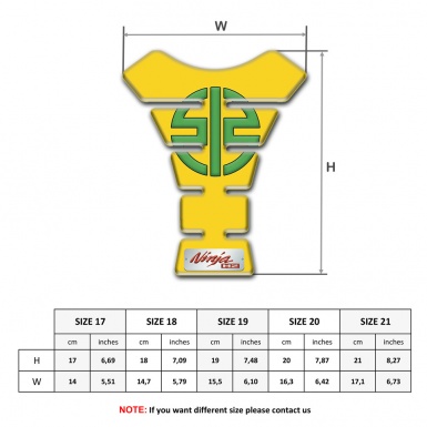 Kawasaki Tank Guard Pads Yellow Print Green Symbol Logo 