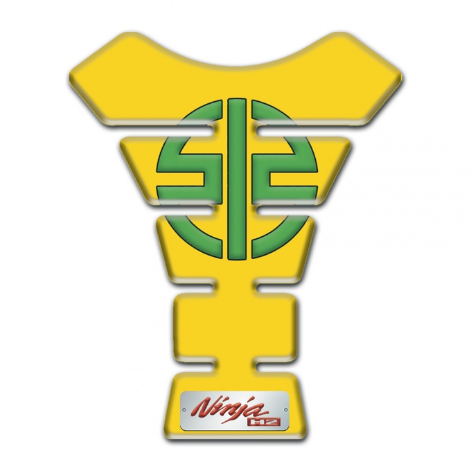 Kawasaki Tank Guard Pads Yellow Print Green Symbol Logo 