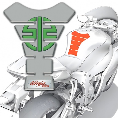 Kawasaki Tank Fuse Gray Print Green Logo Symbol