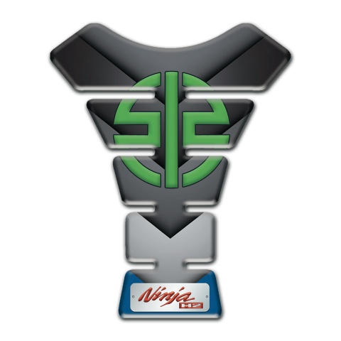 Kawasaki Tank Pad Motorbike V Shape Details with Green Logo Symbol