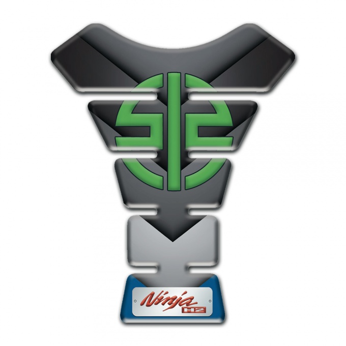 Kawasaki Tank Pad Motorbike V Shape Details with Green Logo Symbol