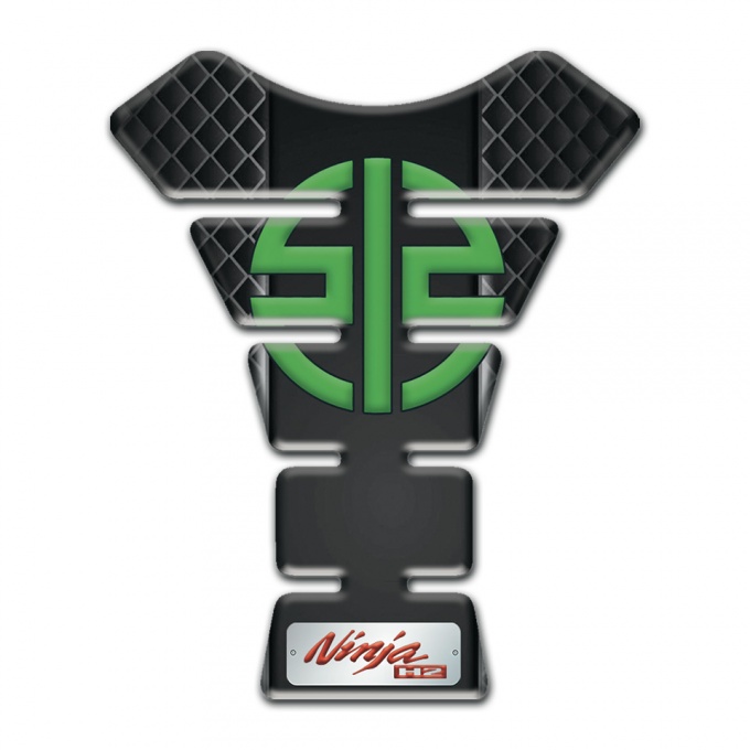 Kawasaki Tank Pad Protector dark Mesh Base Green Logo Symbol