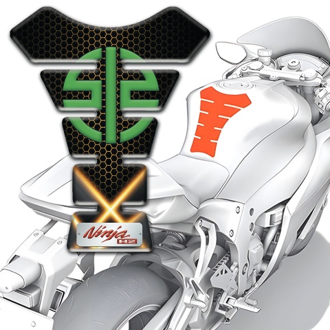 Kawasaki Tank Pad Motorbike Orange X Lights Design 