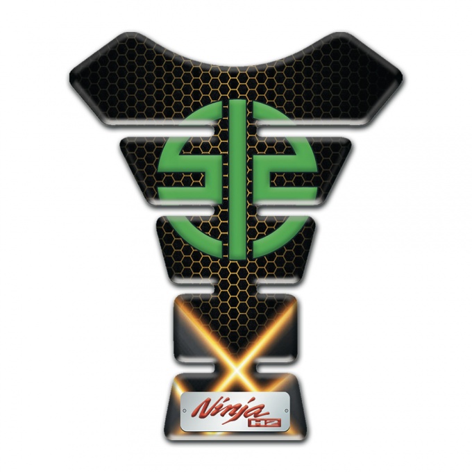 Kawasaki Tank Pad Motorbike Orange X Lights Design 