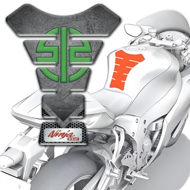 Kawasaki Tank Pad Protector Scratched Plate Design Green Logo Symbol