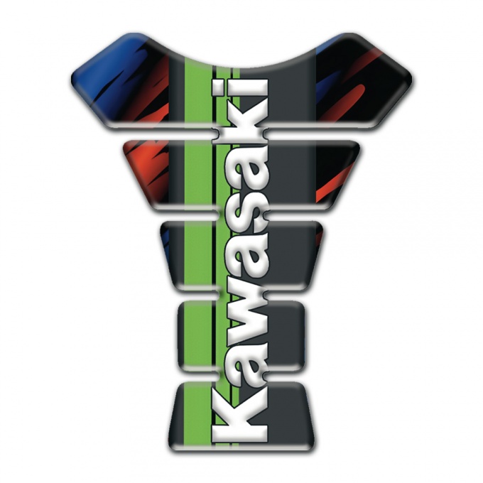 Kawasaki Tank Pad Protector Colorful Base Green Tape Logo Panel 