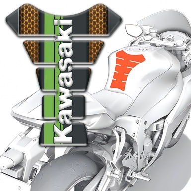 Kawasaki Tank Fuse Honeycomb Base Mitive and Green tape Logo Panel 