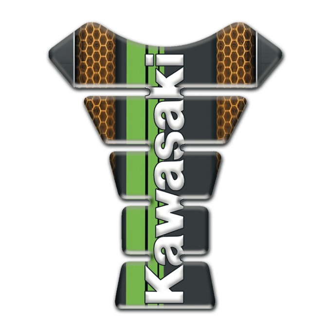 Kawasaki Tank Fuse Honeycomb Base Mitive and Green tape Logo Panel 