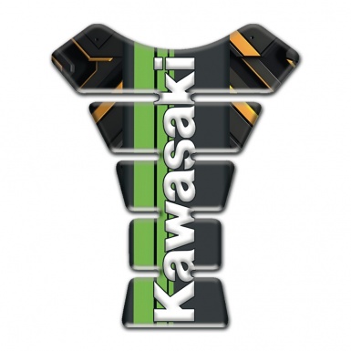 Kawasaki Tank Pad Motorbike Stylish Design with White Vertical Logo 