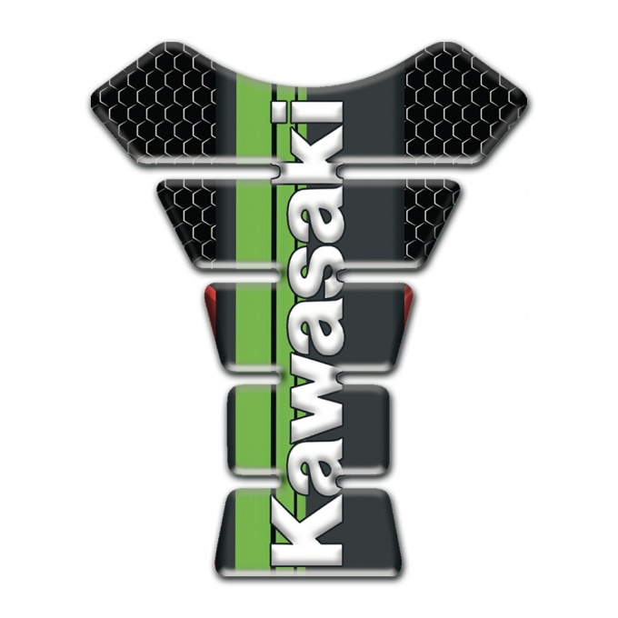 Kawasaki Tank Pad Motorbike Black Flakes effect Base White Logo 