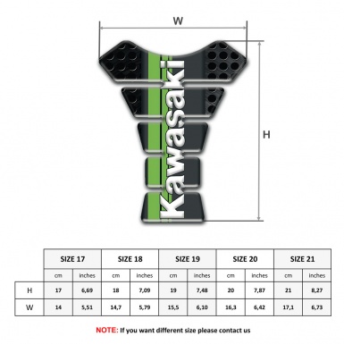 Kawasaki Tank Pad Motorbike Perforated Base and Vertical White logo 