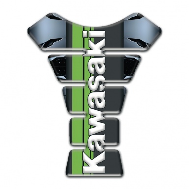 Kawasaki Tank Pad Motorbike Torn Base Effect with Green Tape Logo Style 