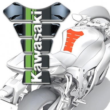 Kawasaki Tank Pad Motorbike Torn Base Effect with Green Tape Logo Style 
