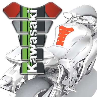 Kawasaki Tank Fuse Gray Red Base with Black Green Logo Panel 