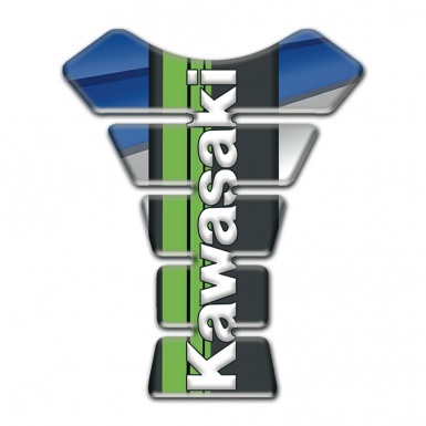 Kawasaki Tank Fuse Blue Gray Background Green Black Logo Panel 