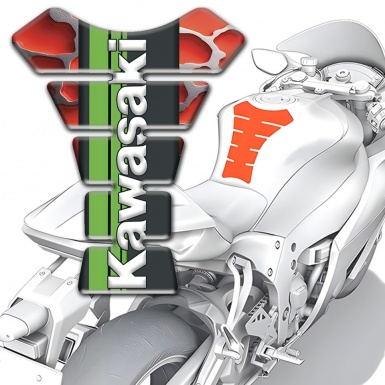 Kawasaki Tank Pad Motorbike Red Parts Background Vertical Logo Style 