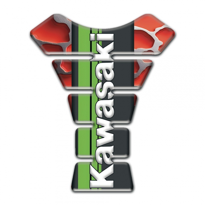 Kawasaki Tank Pad Motorbike Red Parts Background Vertical Logo Style 