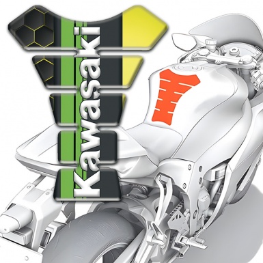 Kawasaki Tank Pad Protector Hexagons background Style Vertical Logo edition 