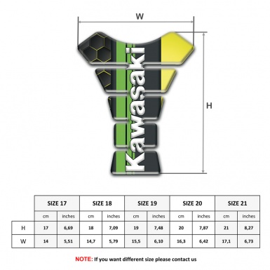 Kawasaki Tank Pad Protector Hexagons background Style Vertical Logo edition 