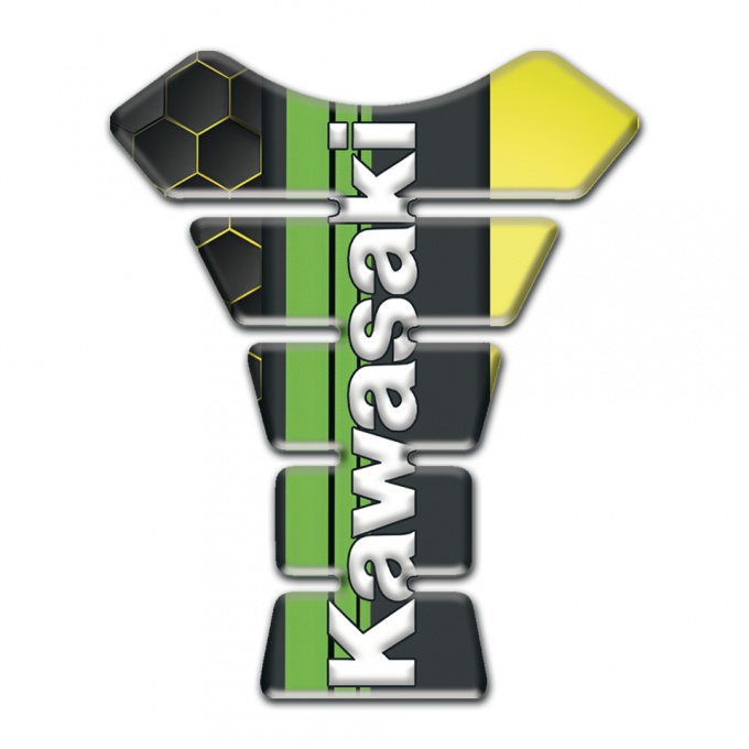 Kawasaki Tank Pad Protector Hexagons background Style Vertical Logo edition 