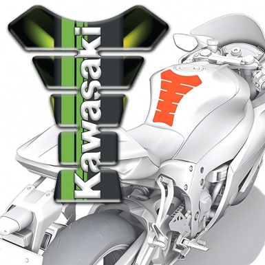 Kawasaki Tank Fuse Green Lights background Effect White Vertical Logo 