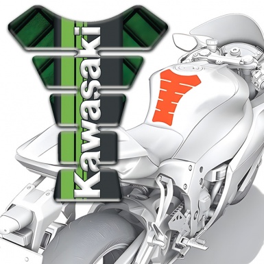 Kawasaki Tank Guard Pads dark Green Parts Design Vertical Logo Style 