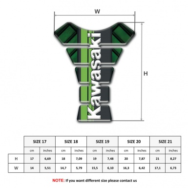 Kawasaki Tank Guard Pads dark Green Parts Design Vertical Logo Style 
