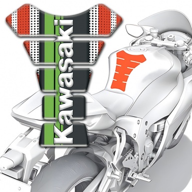 Kawasaki Tank Pad Protector Gray Red base Green tape Logo Panel 