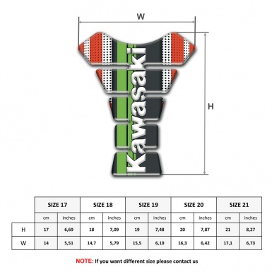 Kawasaki Tank Pad Protector Gray Red base Green tape Logo Panel 